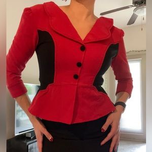 Stop Staring Peplum dress M 6 red black Pinup 40ies 40s Art Deco Pencil Skirt